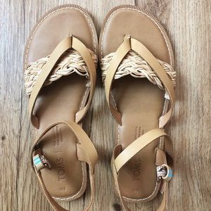 Toms Honey Leather Braided Lexie Sandal